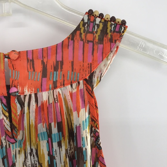 NEW Adiva Boho Sleeveless Top Orange Multicolor Size Small Artsy Bohemian - Picture 8 of 14